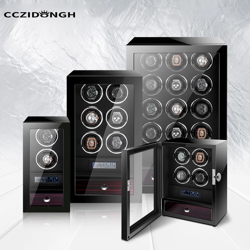 Luxury Watch Winder Box - 高級腕時計収納ケース - ロック付き自動巻き上げ機、時計コレクターや男性へのギフトに最適な時計ボックス