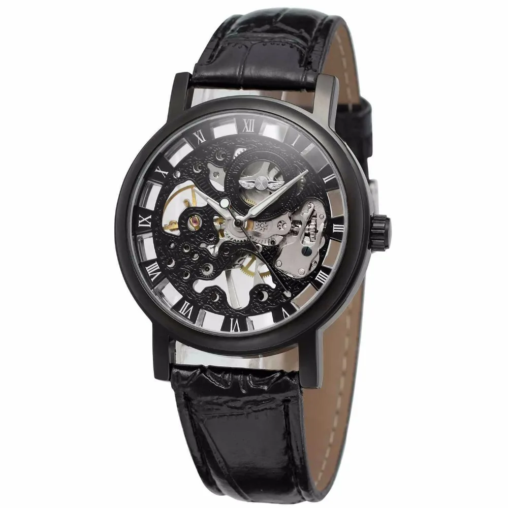 Luxury Watch Nice - 有名なブランドの高級ファッションカジュアルメンズゼンマイ機械式時計スケルトンブラックダイヤル腕時計男性用ドレス腕時計素敵なギフト