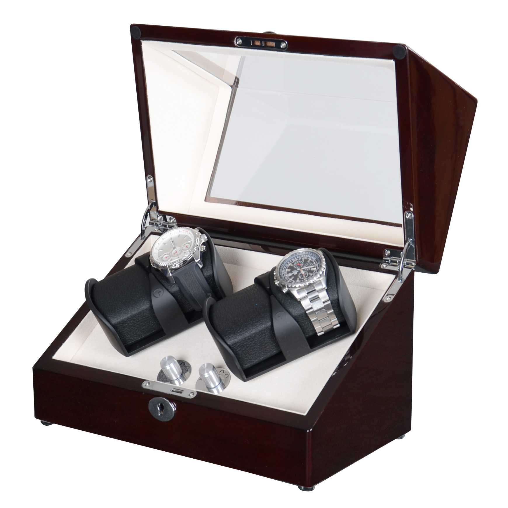 Luxury Watch Winder Box - 高級ウォッチワインダー自動時計ボックス機械式時計ホルダーローテーター高級木製ディスプレイケース