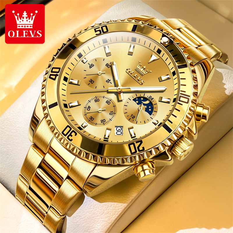 Luxury Watch Name - Olevs-高級メンズウォッチ,ミリタリー腕時計,ゴールド,クォーツ,耐水性,発光,ステンレススチール,男性