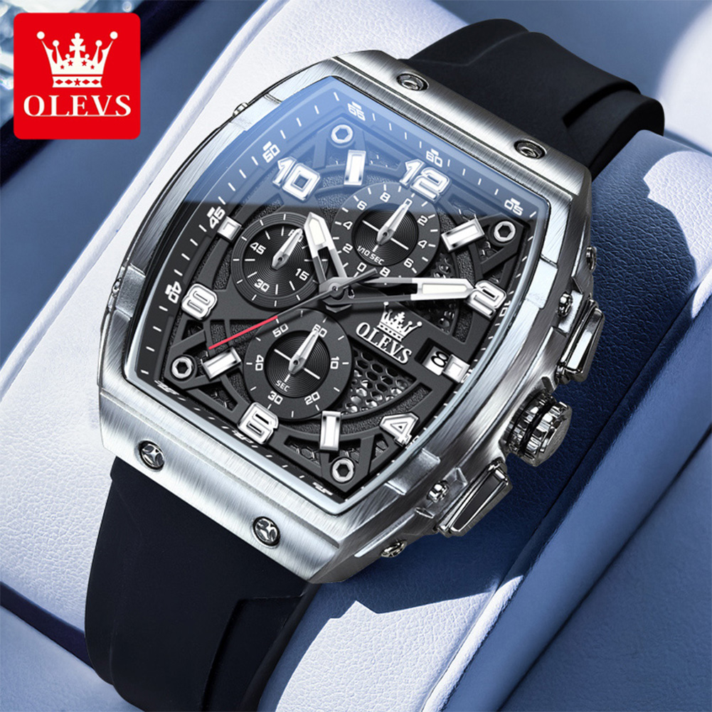 Luxury Watch Name - OLEVSメンズ腕時計2976高級ファッショントノー型クォーツ腕時計男性用オリジナルブランドムーブメントシリコンストラップ防水クロノグラフ