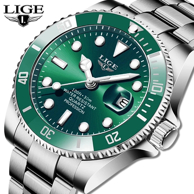 Luxury Watch Name - Lige-男性用時計,ファッションブランド,高級,防水,30atm,スポーツ,クォーツ