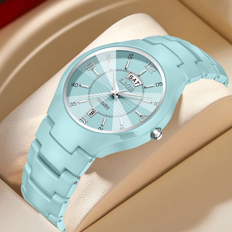 Luxury Watch Lady - LIGE 高級エレガントなクォーツ女性腕時計ファッションセラミックス小さなダイヤルレディース腕時計日付週表示女性腕時計リロイ Mujer