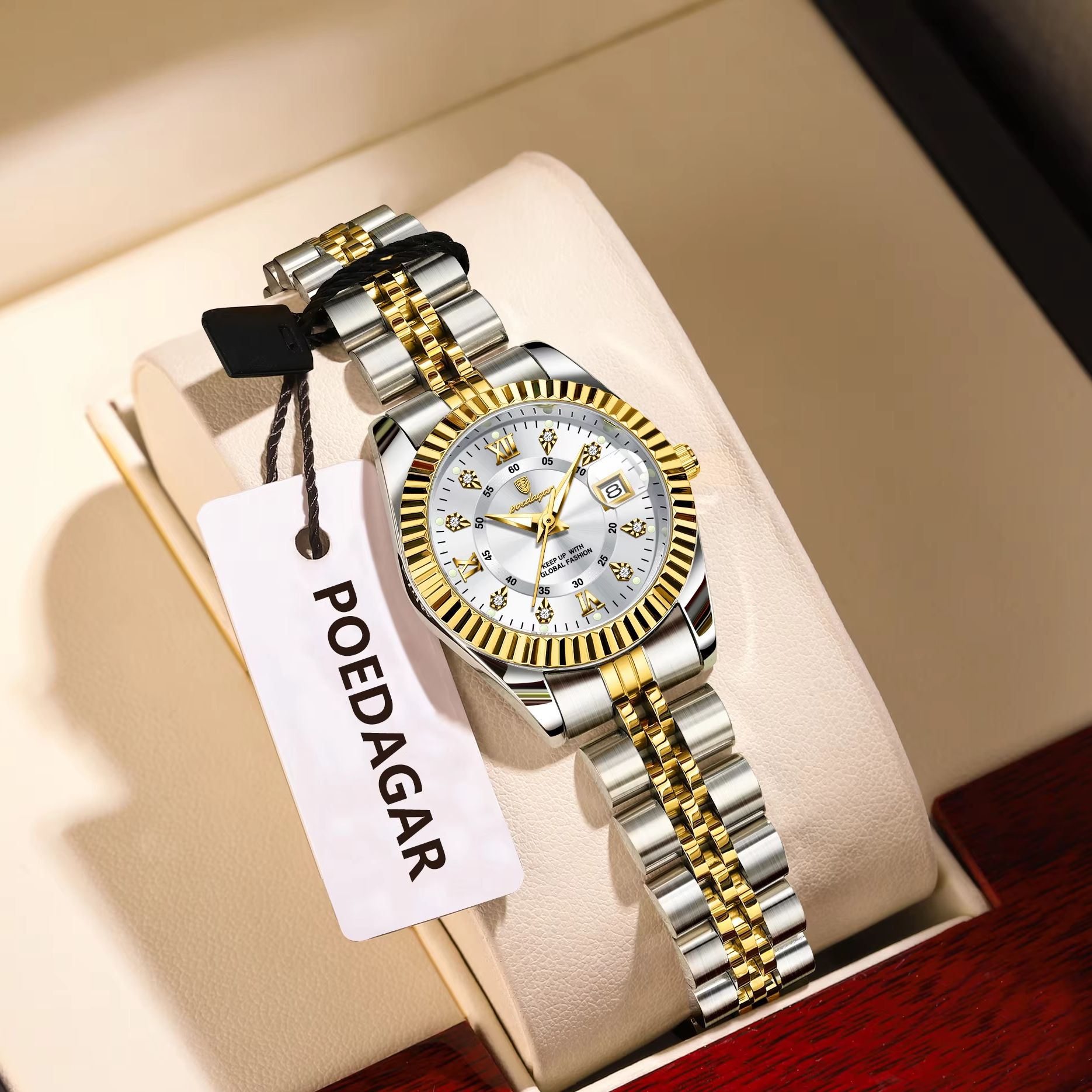 Luxury Watch Lady - POEDAGAR ファッション高級レディース腕時計防水発光日付時計女性のためのステンレス鋼クォーツトレンディな女性の腕時計
