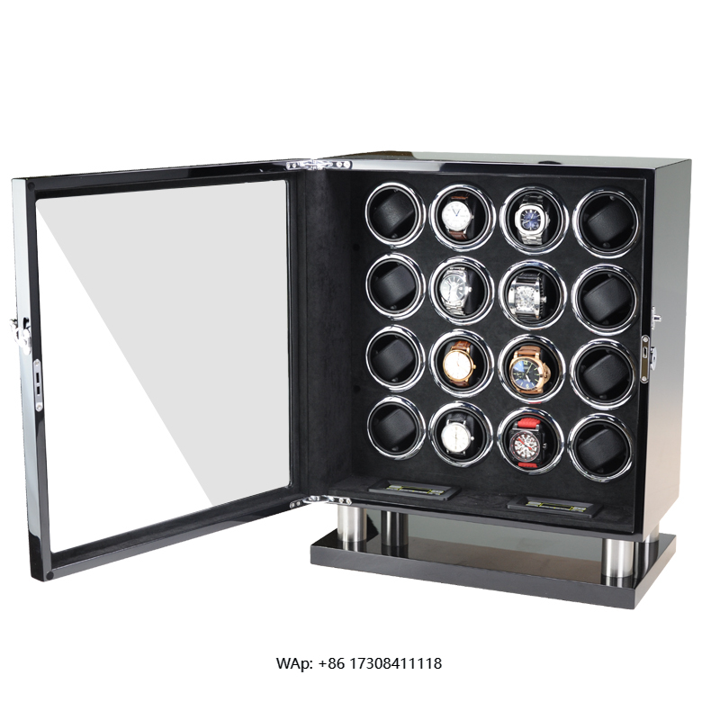 Luxury Watch Winder Box - 高級自動巻き時計ワインダー金庫 木製時計ボックス 静音モーター 調整可能なモード 時計収納巻き上げケース