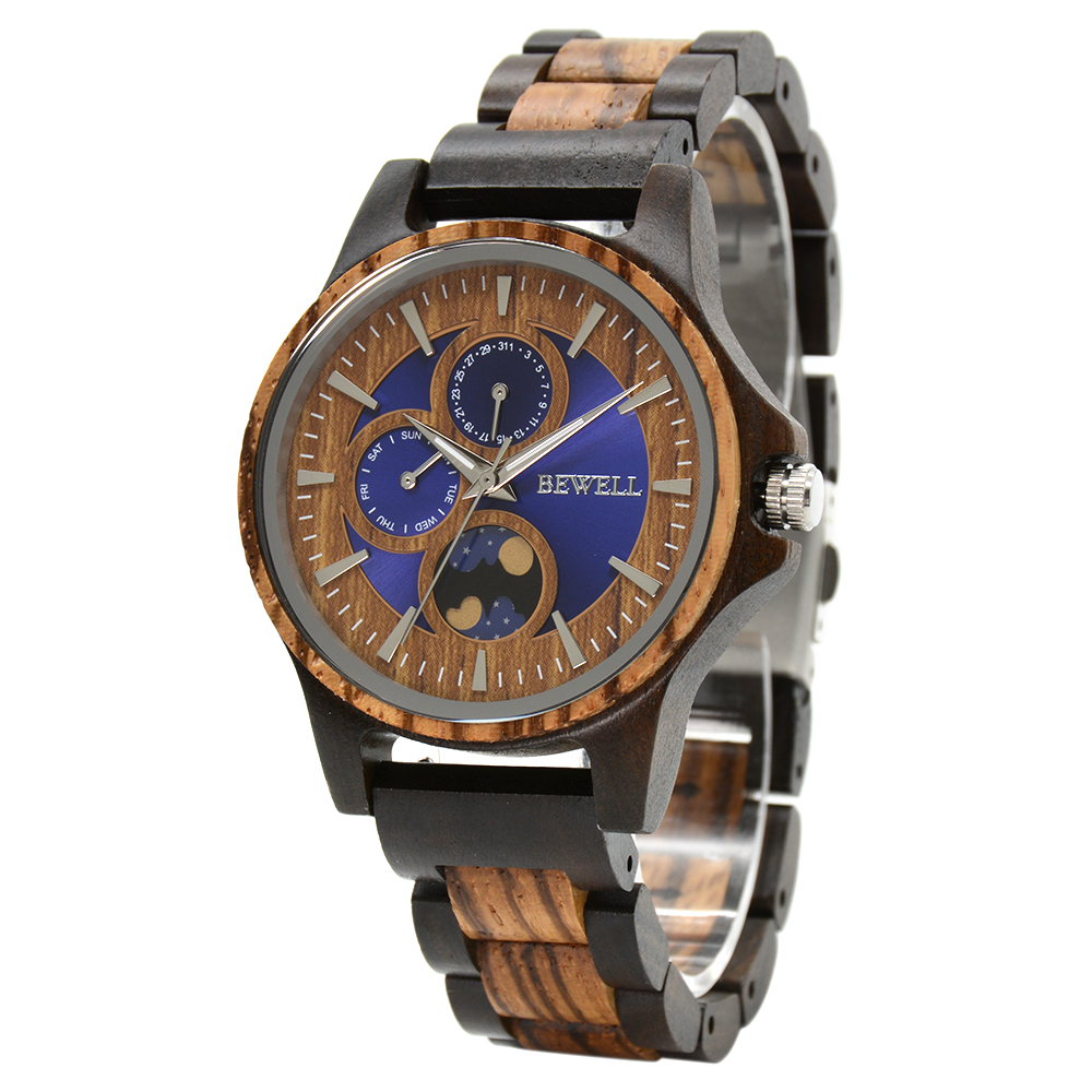 Luxury Watch Engraving - 木製腕時計 男性用 夫へのカスタム刻印木製腕時計 昼夜変化パターン腕時計 記念日やクリスマスのギフトに F