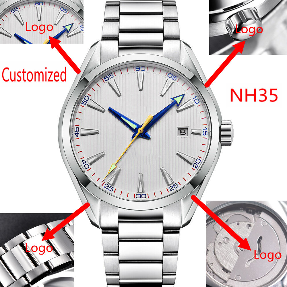 Luxury Watch Name - カスタムロゴ 41 ミリメートル男性ミヨタ/NH35 自動巻き時計カレンダー日付機械式腕時計サファイアガラス高級トップブランド腕時計