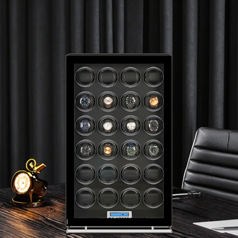 Luxury Watch Winder Box - 静音で耐久性があり、高級感のある高品質自動巻き時計ワインダーボックス、24スロット、安全なモーター、時計ケース、長方形のキャビネット
