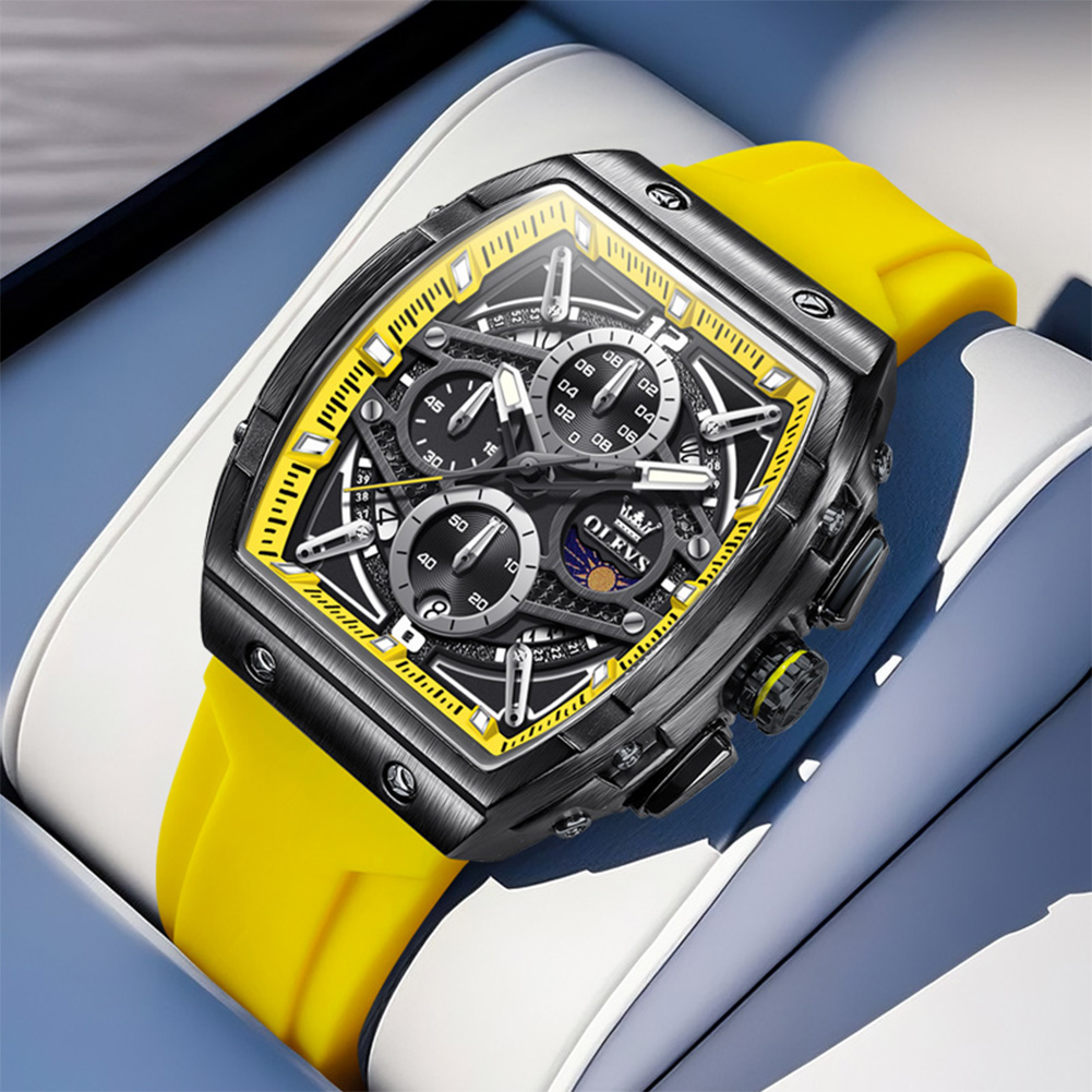 Luxury Watch Jacob And Co - OLEVS スポーツクォーツ時計メンズトノーダイヤルムーンフェイズクロノグラフ腕時計日付シリコンストラップ防水ファッションメンズ腕時計