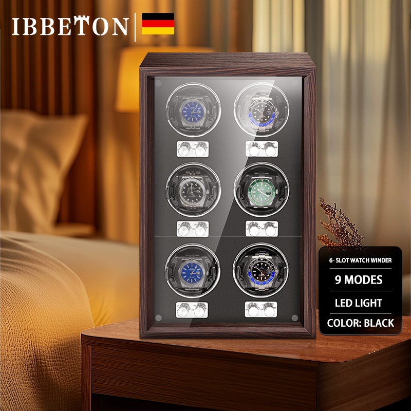 Luxury Watch Winder Box - IBBETON 高級ブランド木製ウォッチワインダーハイエンド 6 スロット自動時計ボックスマブチモト時計キャビネット時計収納ボックス