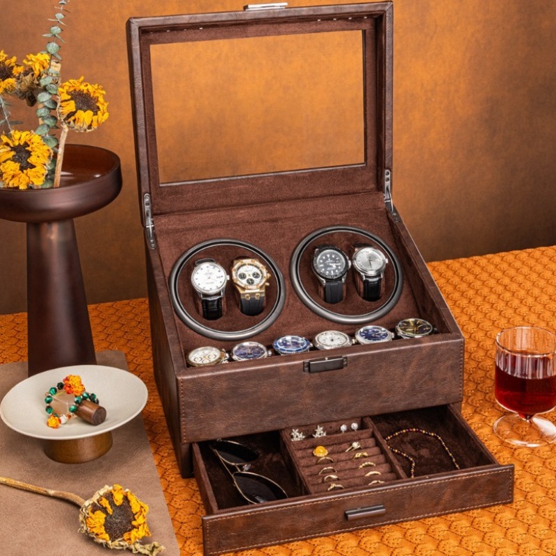 Luxury Watch Winder Box - 回転式ウォッチワインダー 機械式時計ワインダー 静音時計オーガナイザー ウィンダー 自動携帯腕時計ワインダー