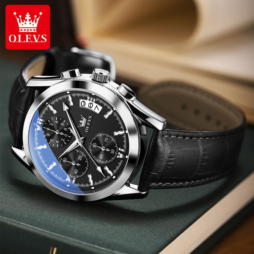 Luxury Watch Name - OLEVS トップブランドの高級メンズ腕時計レザーストラップカレンダー防水ビジネスメンズカジュアルクロノグラフクォーツ時計リロイ Hombre