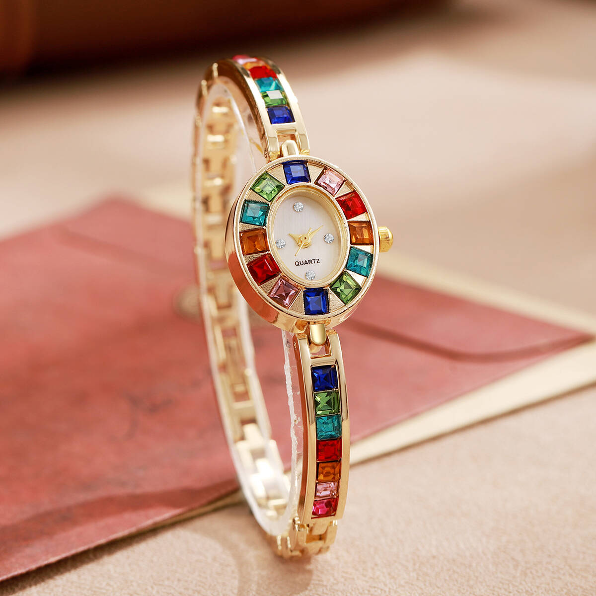 2 ピース/セット高級ラインストーン女性用腕時計ファッション - Luxury Watch Lady のレビューと価格