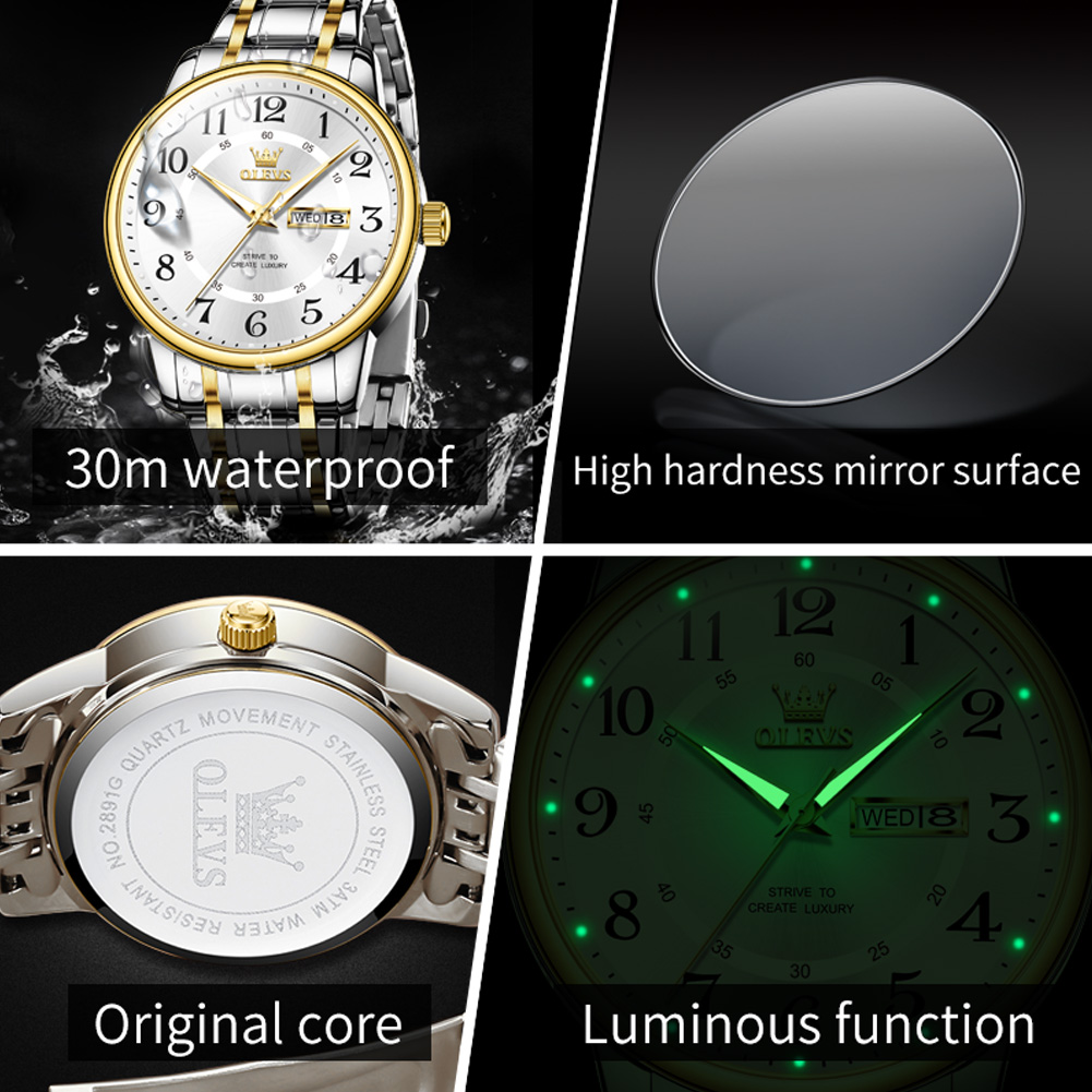 OLEVS カジュアルファッションメンズ腕時計アラビア数字ス - Luxury Watch Display のレビューと価格