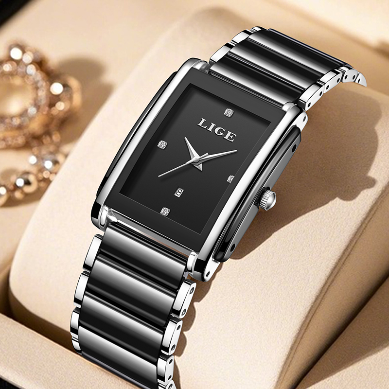 LIGE 新しい高級女性腕時計エレガントなセラミッククォーツ - Luxury Watch Packaging Box のレビューと価格