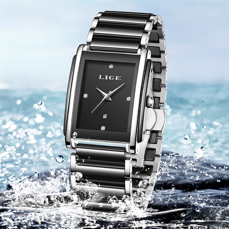 LIGE 新しい高級女性腕時計エレガントなセラミッククォーツ - Luxury Watch Packaging Box のレビューと価格