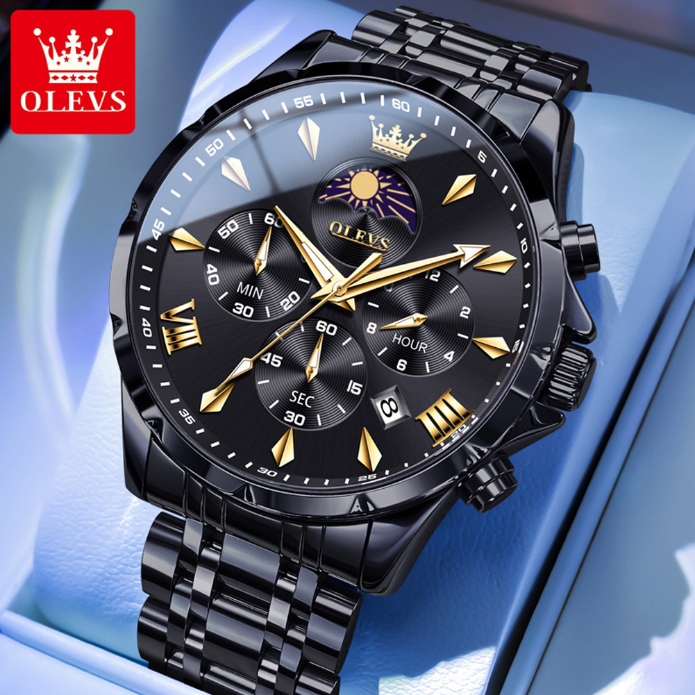 OLEVS 3653 ブランドムーンフェイズカレンダーメンズ - Luxury Watch Name のレビューと価格