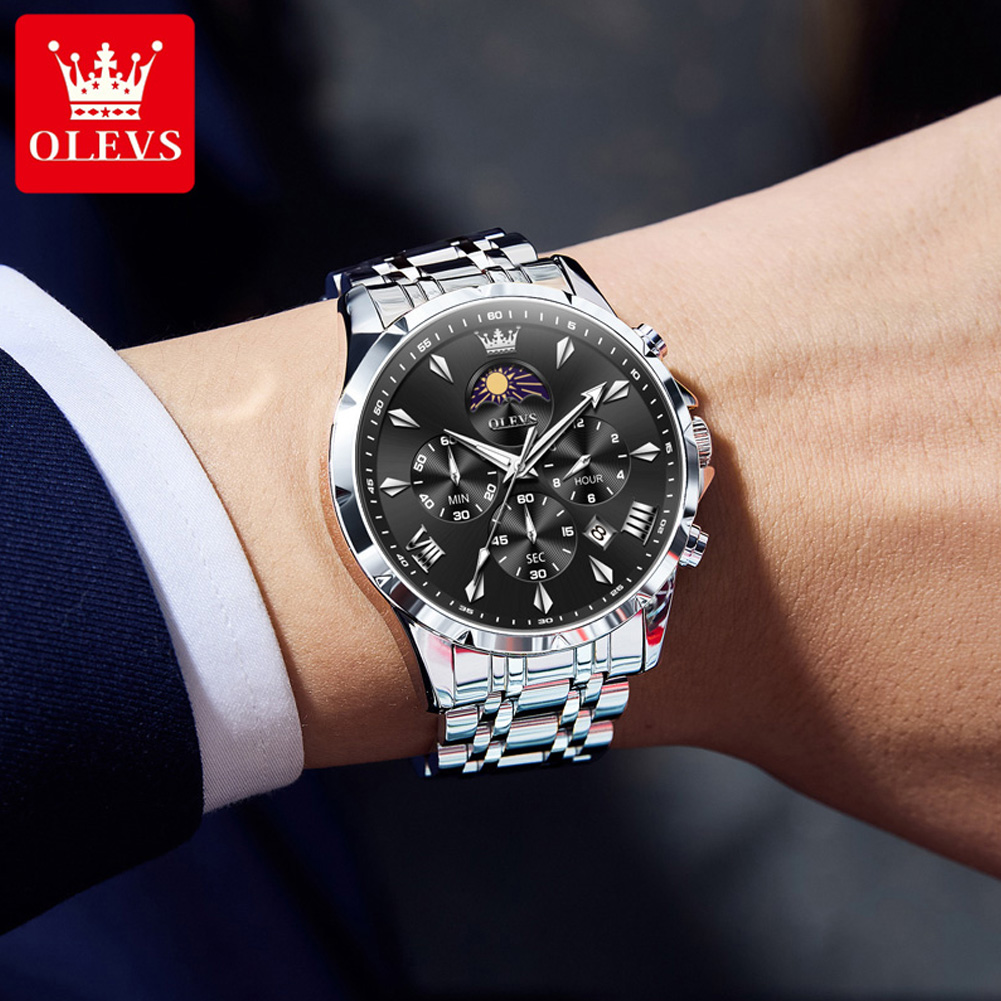 OLEVS 3653 ブランドムーンフェイズカレンダーメンズ - Luxury Watch Name のレビューと価格