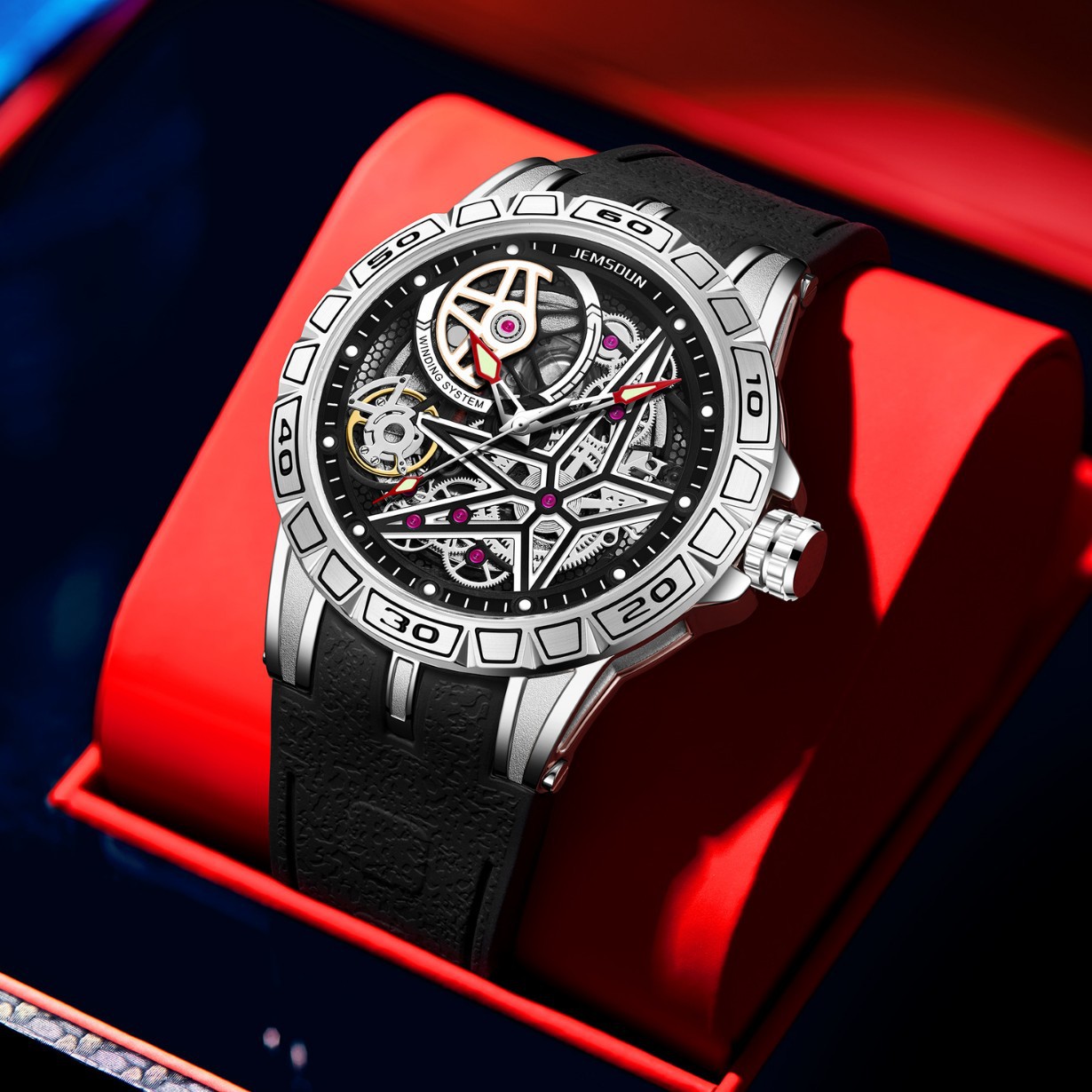 クリエイティブ 3D クォーツ時計メンズ模造機械式スケルトン - Luxury Watch Engraving のレビューと価格