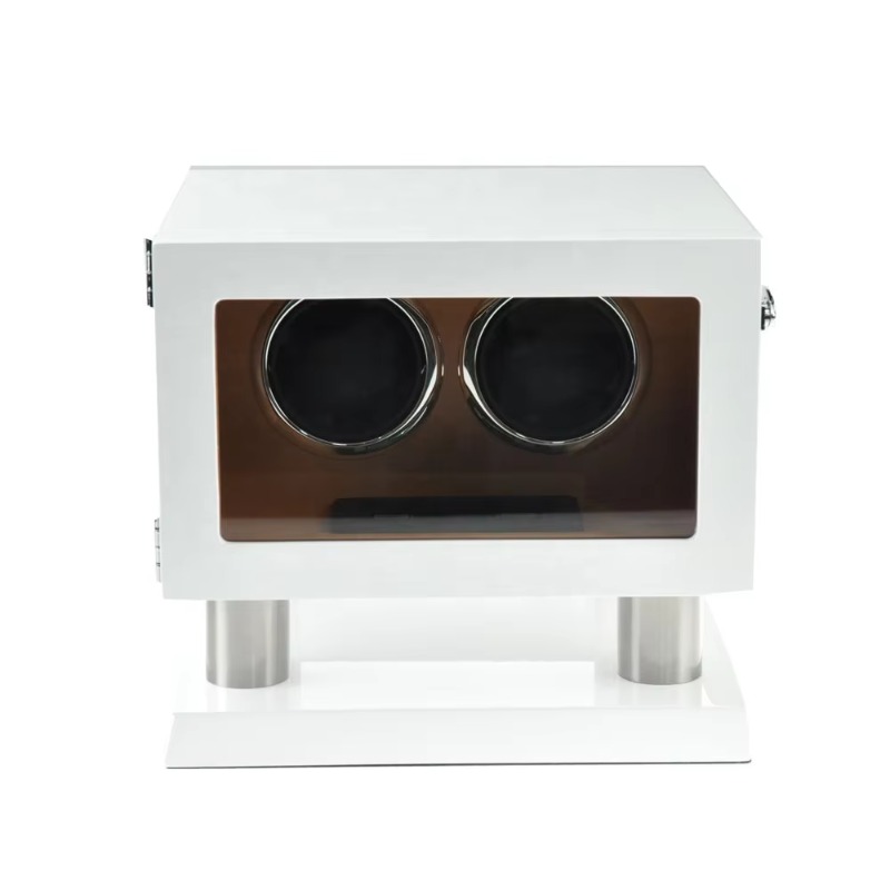 ホワイトブラウンレザーコントローラー ジャイロオービット 2 - Luxury Watch Winder Box のレビューと価格