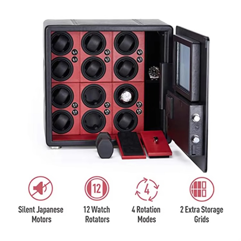 高級12自動巻き上げ機付きジュエリー収納デジタル指紋認証ウォ - Luxury Watch Winder Box のレビューと価格