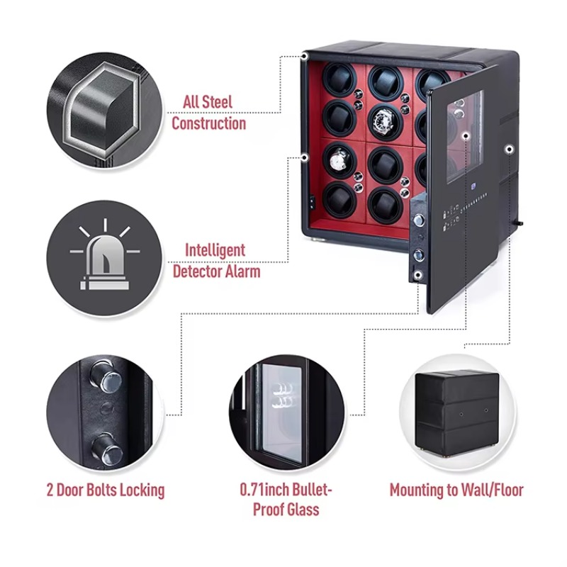 高級12自動巻き上げ機付きジュエリー収納デジタル指紋認証ウォ - Luxury Watch Winder Box のレビューと価格