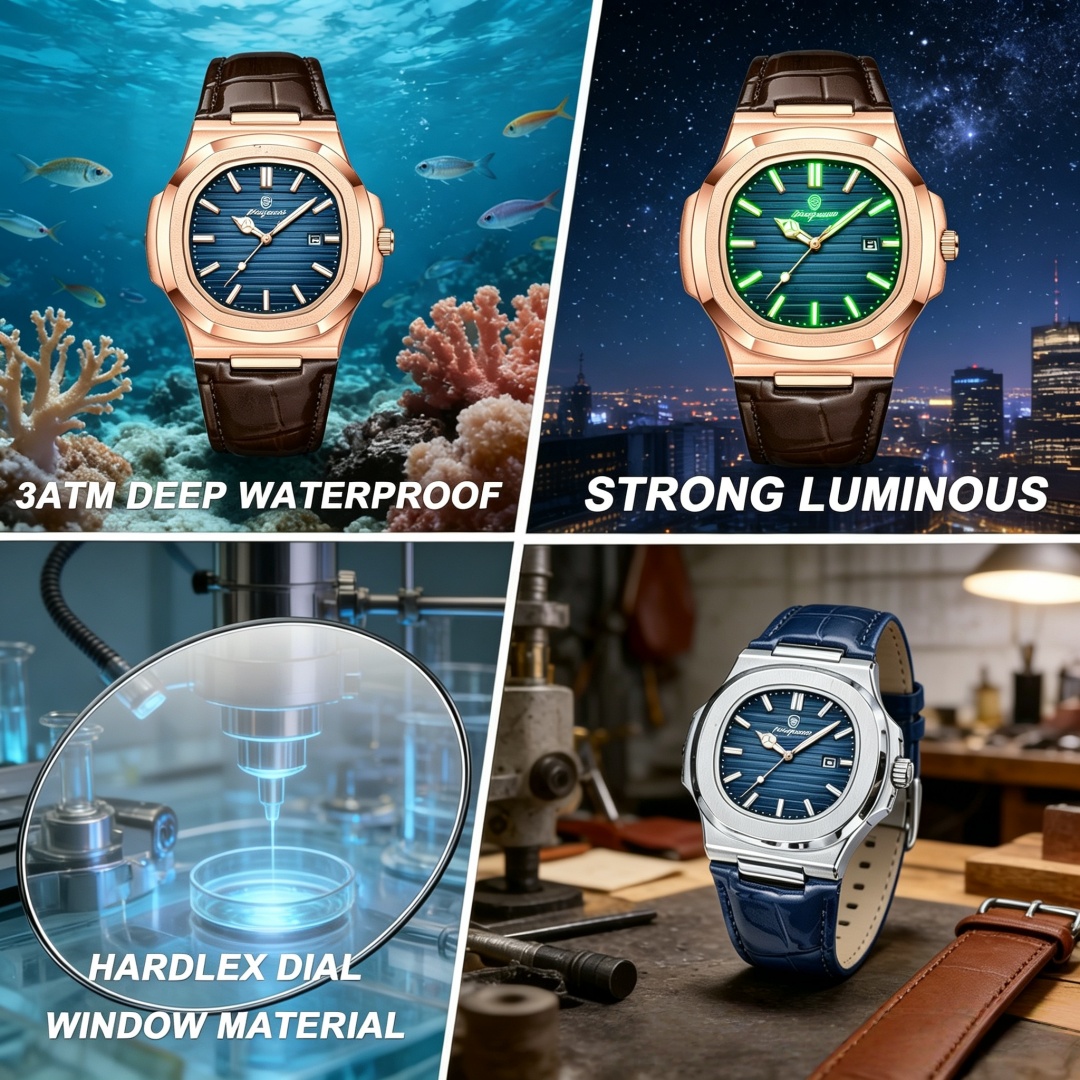 PAAZOMU トップ高級スクエアマンウォッチ高品質レザーク - Luxury Watch Nice のレビューと価格