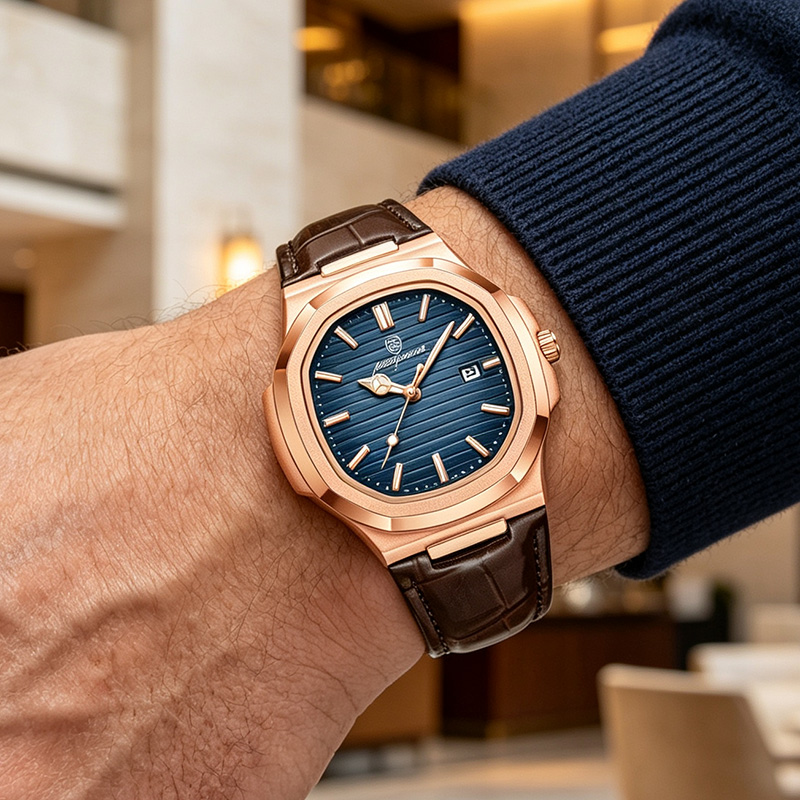 PAAZOMU トップ高級スクエアマンウォッチ高品質レザーク - Luxury Watch Nice のレビューと価格