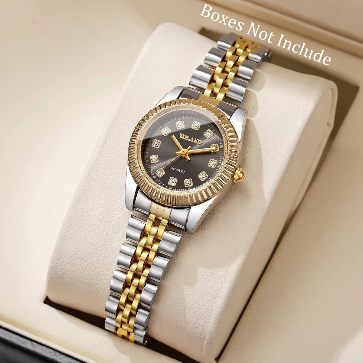 ファッションラインストーン女性用クォーツ時計高級ステンレスス - Luxury Watch Packaging Box のレビューと価格