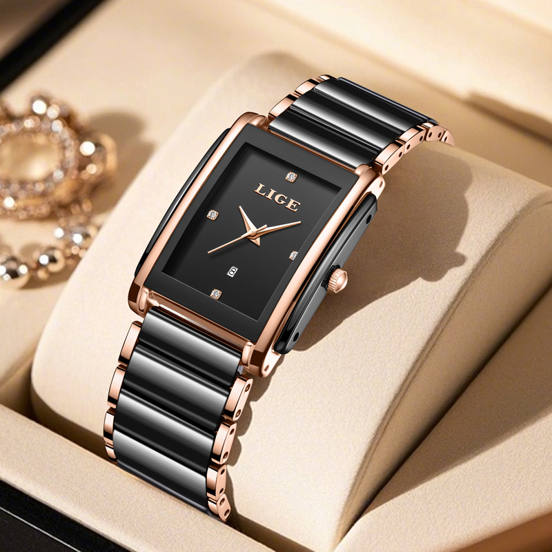LIGE ファッションエレガントな女性用腕時計フルセラミック - Luxury Watch Packaging Box のレビューと価格