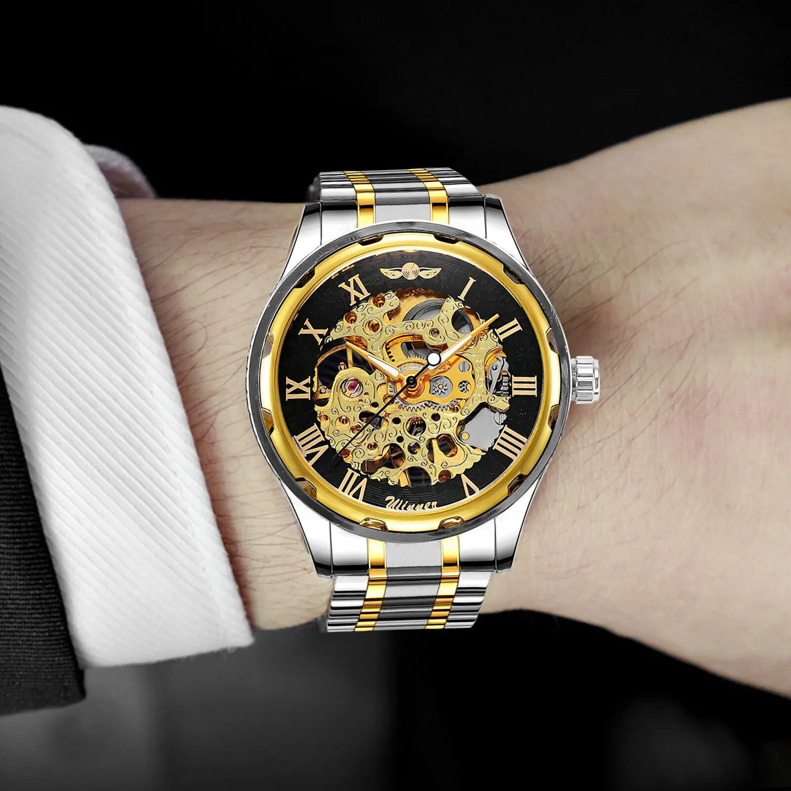 メンズステンレススチールストラップローマ数字ダイヤル高級ゴー - Luxury Watch Nice のレビューと価格