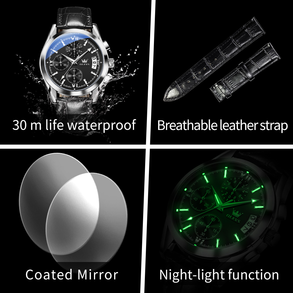 OLEVS トップブランドの高級メンズ腕時計レザーストラップ - Luxury Watch Name のレビューと価格